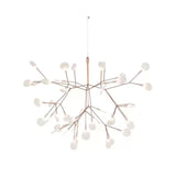 Modern Rose Gold Firefly LED Chandelier Contemporary Nature Inspired Leaf Pendant Lighting