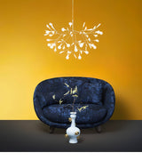 Modern Rose Gold Firefly LED Chandelier Contemporary Nature Inspired Leaf Pendant Lighting