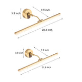 Modern Rotatable LED Bathroom Vanity Light Bar with Copper Frame in Black and Gold