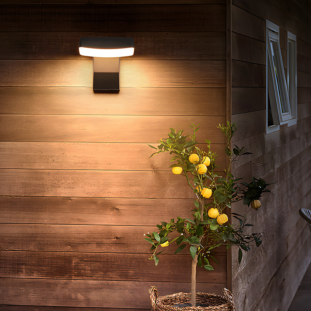 Modern Rotatable Motion Sensor Outdoor Wall Sconce Waterproof LED Exterior Lamp in Black