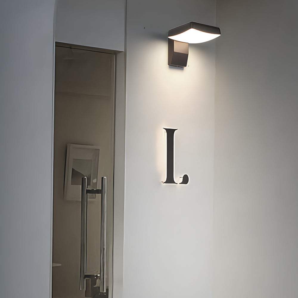 Modern Rotatable Motion Sensor Outdoor Wall Sconce Waterproof LED Exterior Lamp in Black