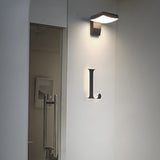 Modern Rotatable Motion Sensor Outdoor Wall Sconce Waterproof LED Exterior Lamp in Black