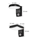 Modern Rotatable Motion Sensor Outdoor Wall Sconce Waterproof LED Exterior Lamp in Black