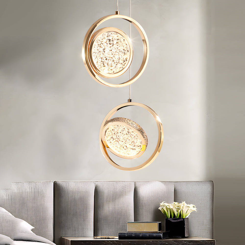 Modern Rotating Acrylic LED Chandelier with 3 Color Dimming for Dining Room and Living Room