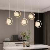 Modern Rotating Acrylic LED Chandelier with 3 Color Dimming for Dining Room and Living Room