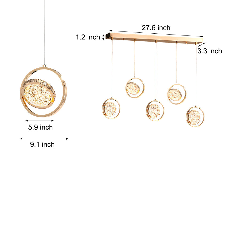 Modern Rotating Acrylic LED Chandelier with 3 Color Dimming for Dining Room and Living Room