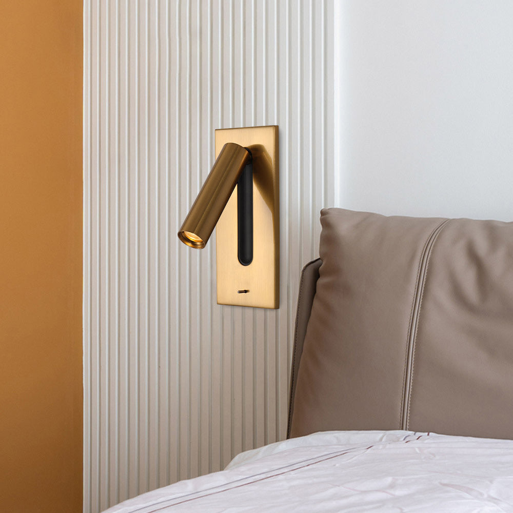 Modern Rotating LED Wall Sconce Adjustable Minimalist Bedside Reading Light Fixture