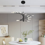Modern Rotating Linear Fireworks Chandelier LED Pendant Light for Bedroom and Living Room