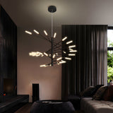 Modern Rotating Linear Fireworks Chandelier LED Pendant Light for Bedroom and Living Room
