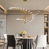 Modern Rotating Linear Fireworks Chandelier LED Pendant Light for Bedroom and Living Room