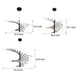 Modern Rotating Linear Fireworks Chandelier LED Pendant Light for Bedroom and Living Room
