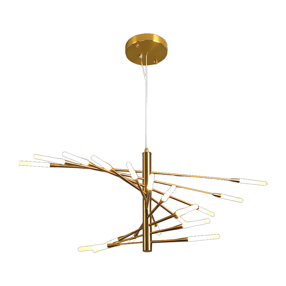 Modern Rotating Linear Fireworks Chandelier LED Pendant Light for Bedroom and Living Room