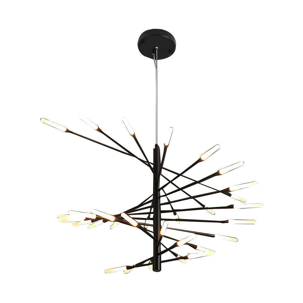 Modern Rotating Linear Fireworks Chandelier LED Pendant Light for Bedroom and Living Room