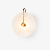 Modern Round Alabaster LED Wall Sconce Elegant Stone Wall Lamp for Interior Living Spaces
