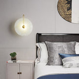 Modern Round Alabaster LED Wall Sconce Elegant Stone Wall Lamp for Interior Living Spaces
