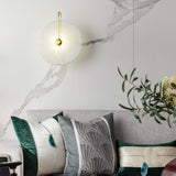 Modern Round Alabaster LED Wall Sconce Elegant Stone Wall Lamp for Interior Living Spaces