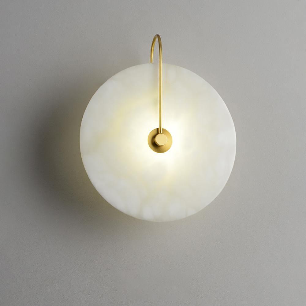 Modern Round Alabaster LED Wall Sconce Elegant Stone Wall Lamp for Interior Living Spaces