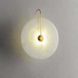 Modern Round Alabaster LED Wall Sconce Elegant Stone Wall Lamp for Interior Living Spaces