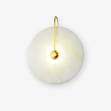 Modern Round Alabaster LED Wall Sconce Elegant Stone Wall Lamp for Interior Living Spaces