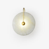Modern Round Alabaster LED Wall Sconce Elegant Stone Wall Lamp for Interior Living Spaces