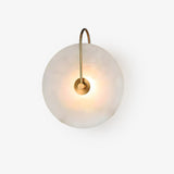 Modern Round Alabaster LED Wall Sconce Elegant Stone Wall Lamp for Interior Living Spaces