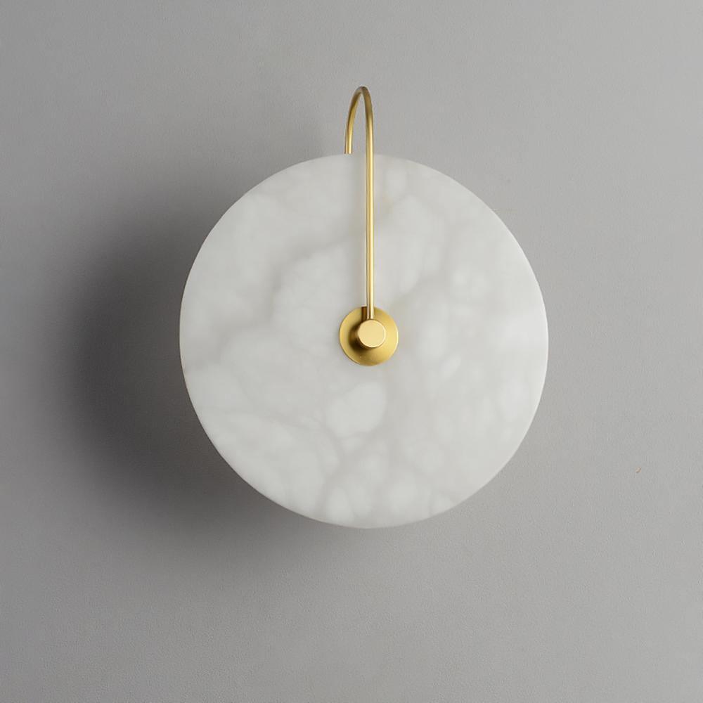 Modern Round Alabaster LED Wall Sconce Elegant Stone Wall Lamp for Interior Living Spaces