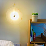 Modern Round Alabaster LED Wall Sconce Elegant Stone Wall Lamp for Interior Living Spaces