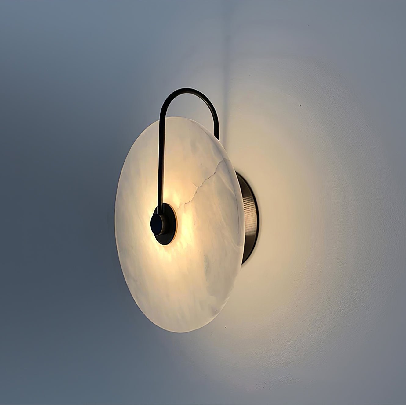 Modern Round Alabaster LED Wall Sconce Elegant Stone Wall Lamp for Interior Living Spaces