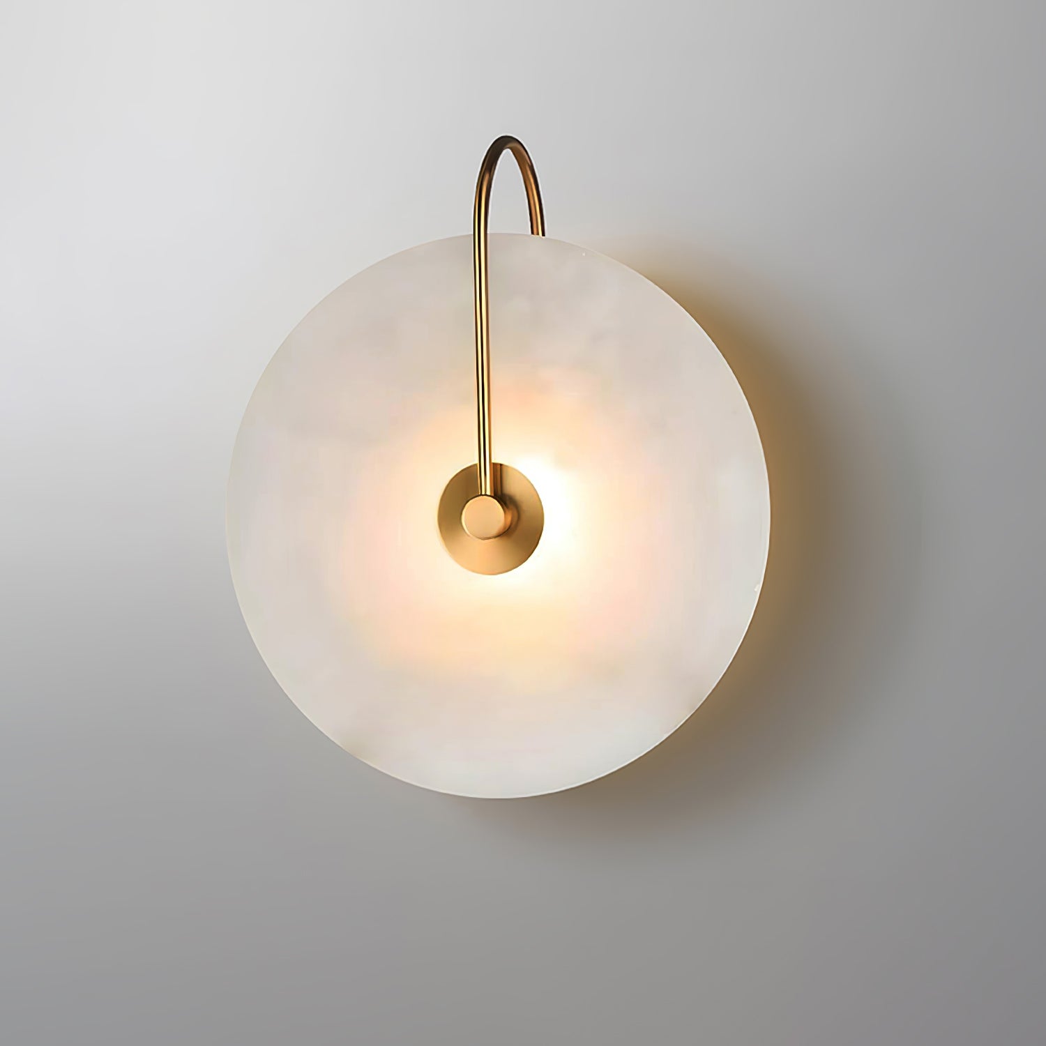 Modern Round Alabaster LED Wall Sconce Elegant Stone Wall Lamp for Interior Living Spaces