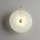 Modern Round Alabaster LED Wall Sconce Elegant Stone Wall Lamp for Interior Living Spaces