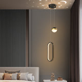 Modern Round and Oval Ring LED Pendant Light with Starry Sky Projection and 3 Color Dimming