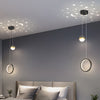Modern Round and Oval Ring LED Pendant Light with Starry Sky Projection and 3 Color Dimming