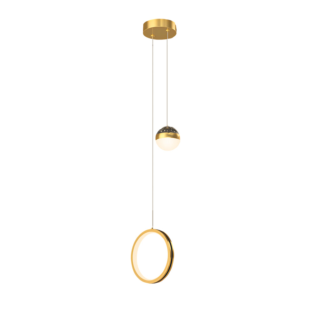 Modern Round and Oval Ring LED Pendant Light with Starry Sky Projection and 3 Color Dimming