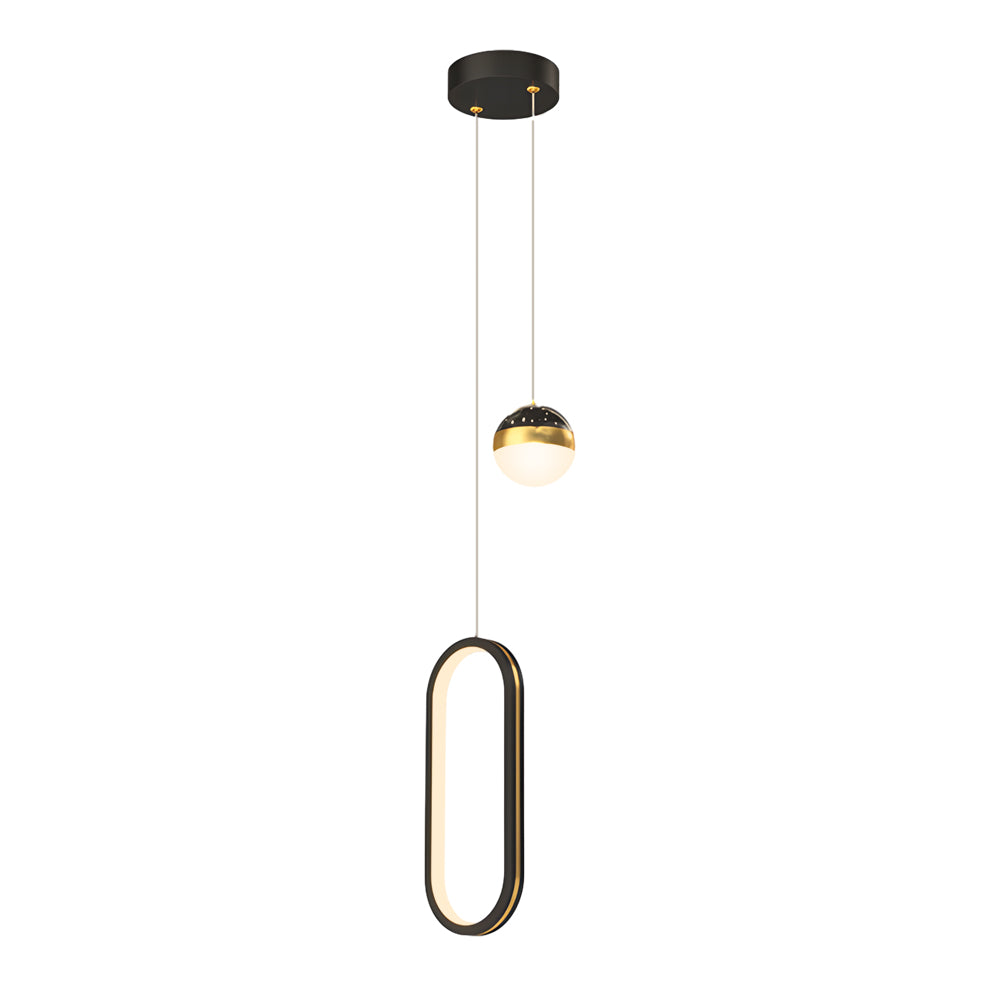 Modern Round and Oval Ring LED Pendant Light with Starry Sky Projection and 3 Color Dimming