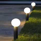 Modern Round Ball LED Outdoor Pathway Lights Waterproof Black Stainless Steel Landscape Garden Lamp