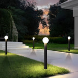 Modern Round Ball LED Outdoor Pathway Lights Waterproof Black Stainless Steel Landscape Garden Lamp