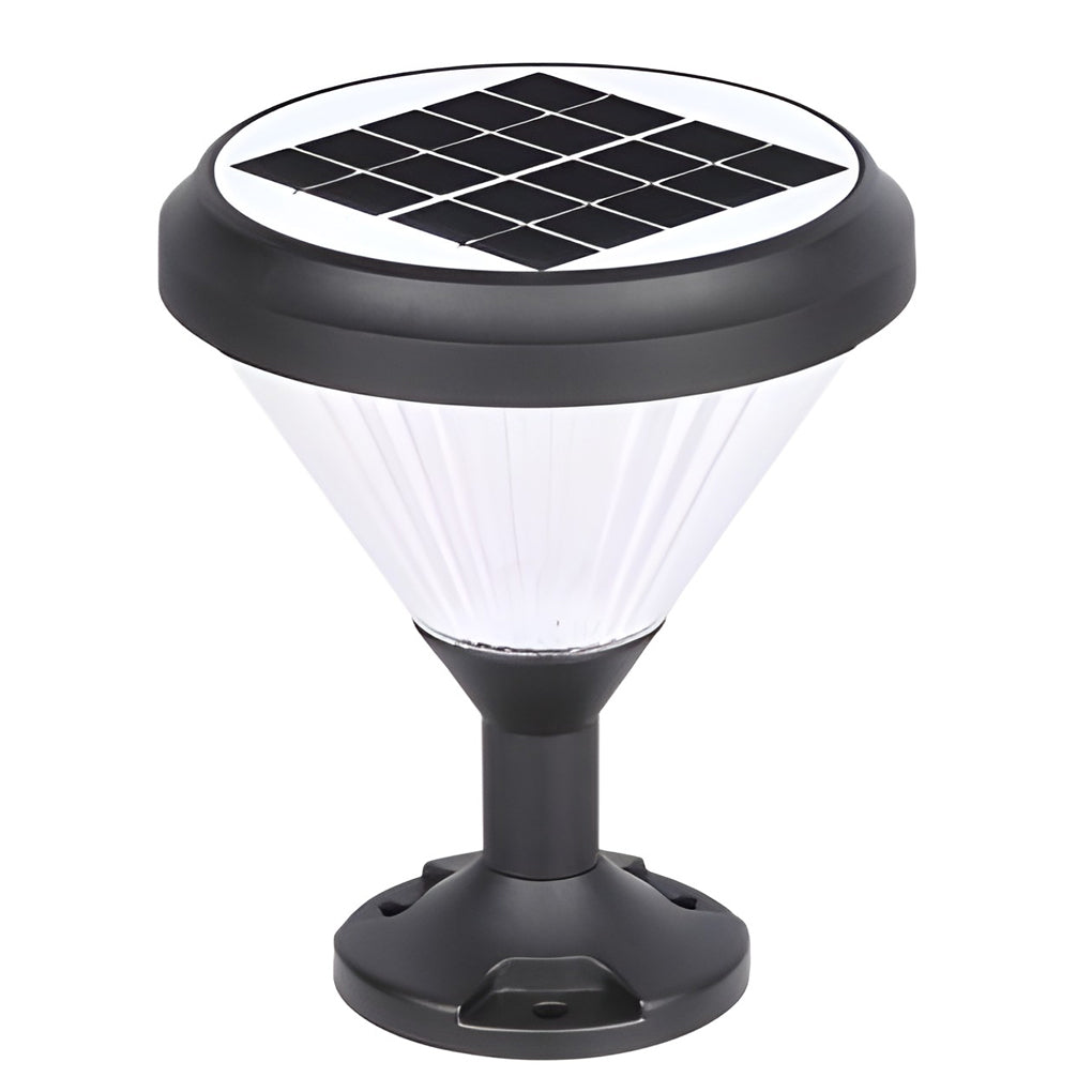 Modern Round Black Solar Post Cap Light Waterproof Outdoor LED Pillar Lantern for Fence Garden