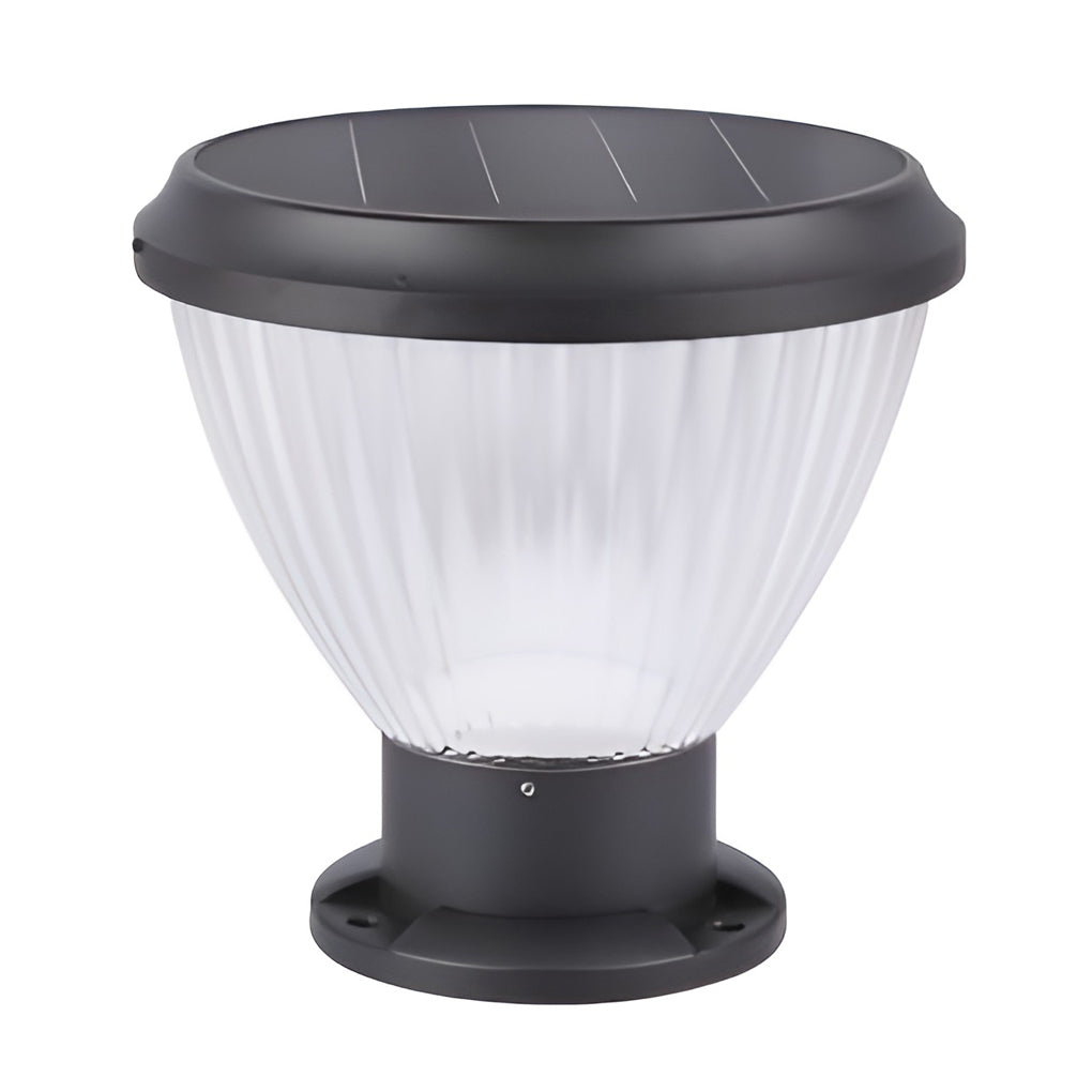 Modern Round Black Solar Post Cap Light Waterproof Outdoor LED Pillar Lantern for Fence Garden