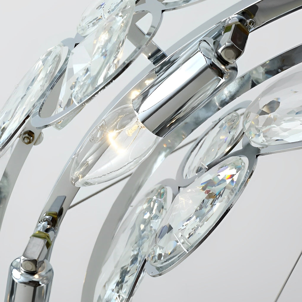 Modern Round Bubble Crystal Chandelier Silver Electroplated Metal Hanging Lamp for Dining Room