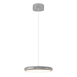 Modern Round Chrome LED Pendant Light Minimalist Aluminum Acrylic Chandelier for Dining Room