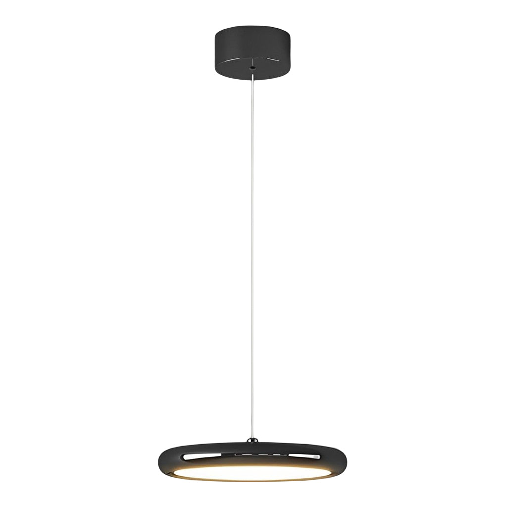 Modern Round Chrome LED Pendant Light Minimalist Aluminum Acrylic Chandelier for Dining Room