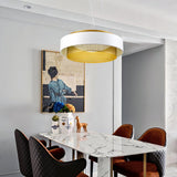 Modern Round Circular LED Pendant Light in Gold and Black Geometric Design