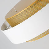 Modern Round Circular LED Pendant Light in Gold and Black Geometric Design