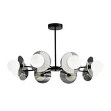 Modern Round Copper Chandelier with Electroplated Glass Shades in Matte Black Finish