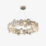 Modern Round Crystal Chandelier in Chrome Finish Elegant Flush Mount Ceiling Lighting