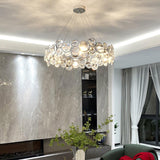 Modern Round Crystal Chandelier in Chrome Finish Elegant Flush Mount Ceiling Lighting
