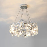 Modern Round Crystal Chandelier in Chrome Finish Elegant Flush Mount Ceiling Lighting