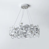 Modern Round Crystal Chandelier in Chrome Finish Elegant Flush Mount Ceiling Lighting