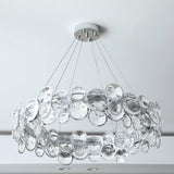 Modern Round Crystal Chandelier in Chrome Finish Elegant Flush Mount Ceiling Lighting