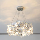 Modern Round Crystal Chandelier in Chrome Finish Elegant Flush Mount Ceiling Lighting